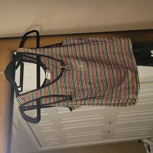 Rainbow Striped Zipper Cropped Tank